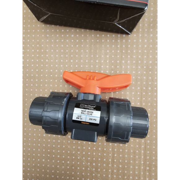 NEW Hydroseal Canada Kaplan PVC 1 1/2" True Union Ball Valve, rated at 200 PSI. - Picture 4 of 8